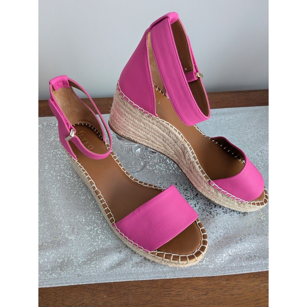 Franco Sarto Clemens Sandals Womens 10 M Fuschia Pink Platform Wedge Leather NEW